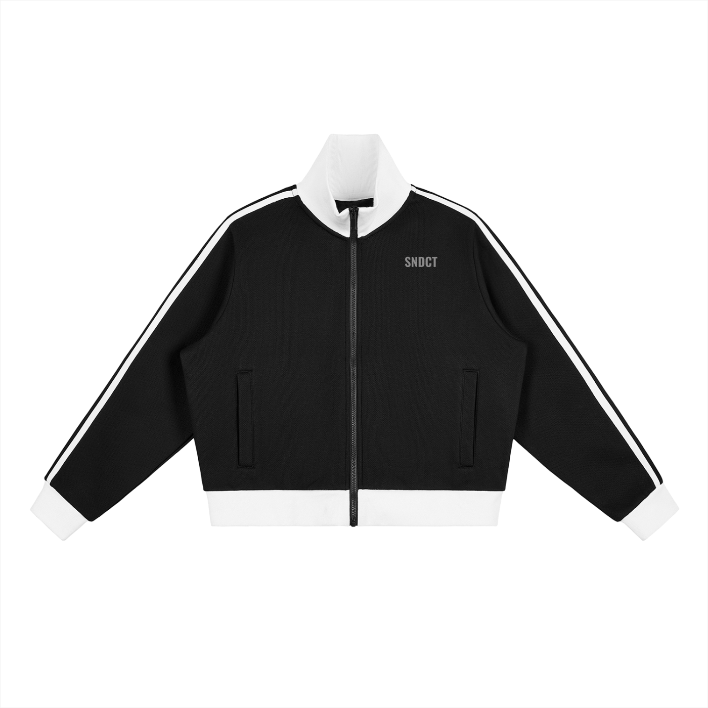 SNDCT Contrast Side Stripe Fleece Cropped Track Jacket