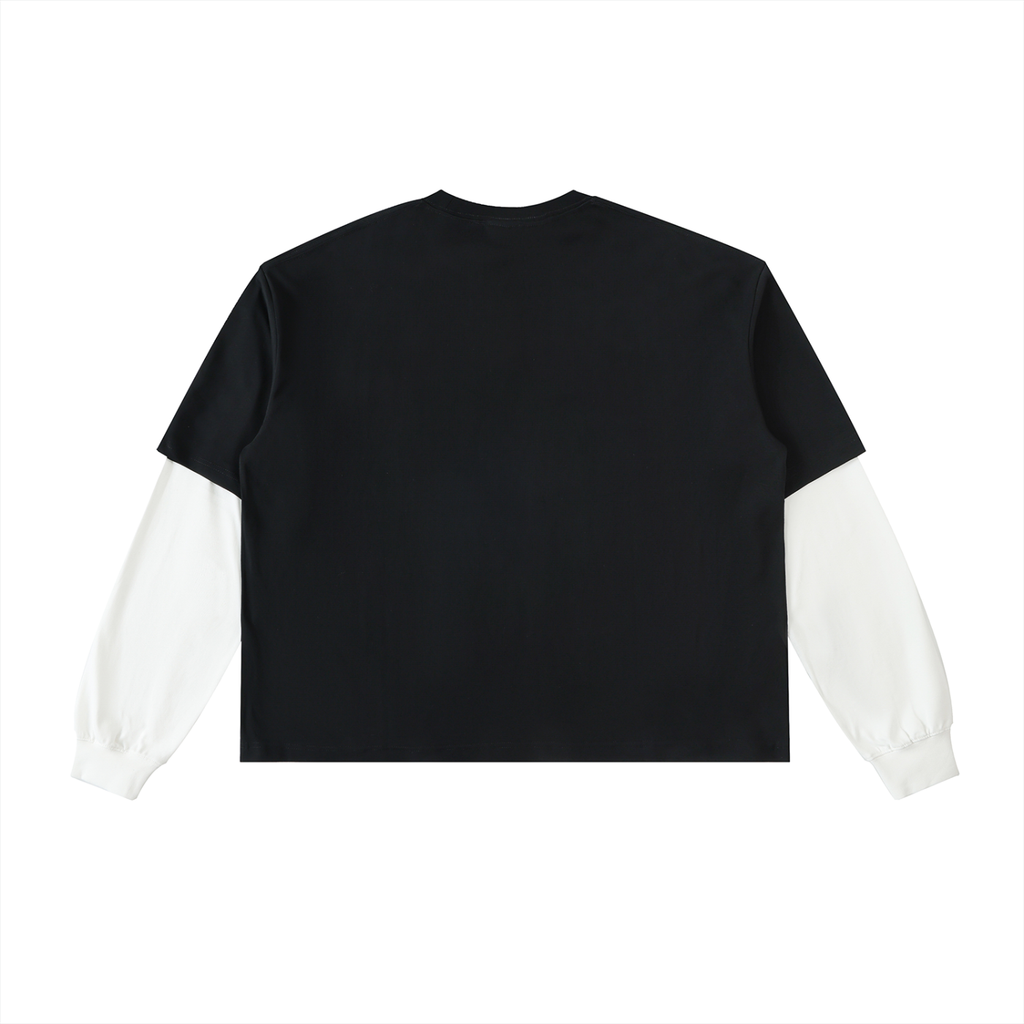 SNDCT Layered Contrast Sleeve Cotton T-Shirt