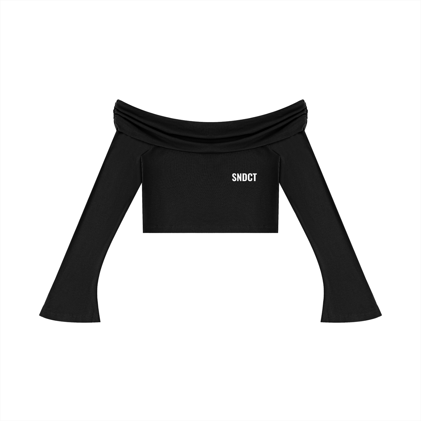 SNDCT Women's Off-the-Shoulder Bell Sleeve Crop T-Shirt