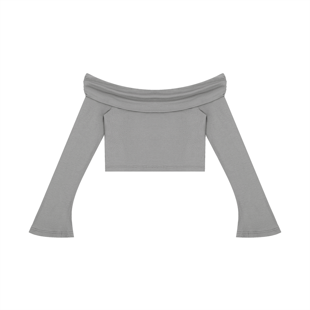 SNDCT Women's Off-the-Shoulder Bell Sleeve Crop T-Shirt