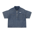 SNDCT Vintage Wash Boxy Quarter-Zip Denim Shirt