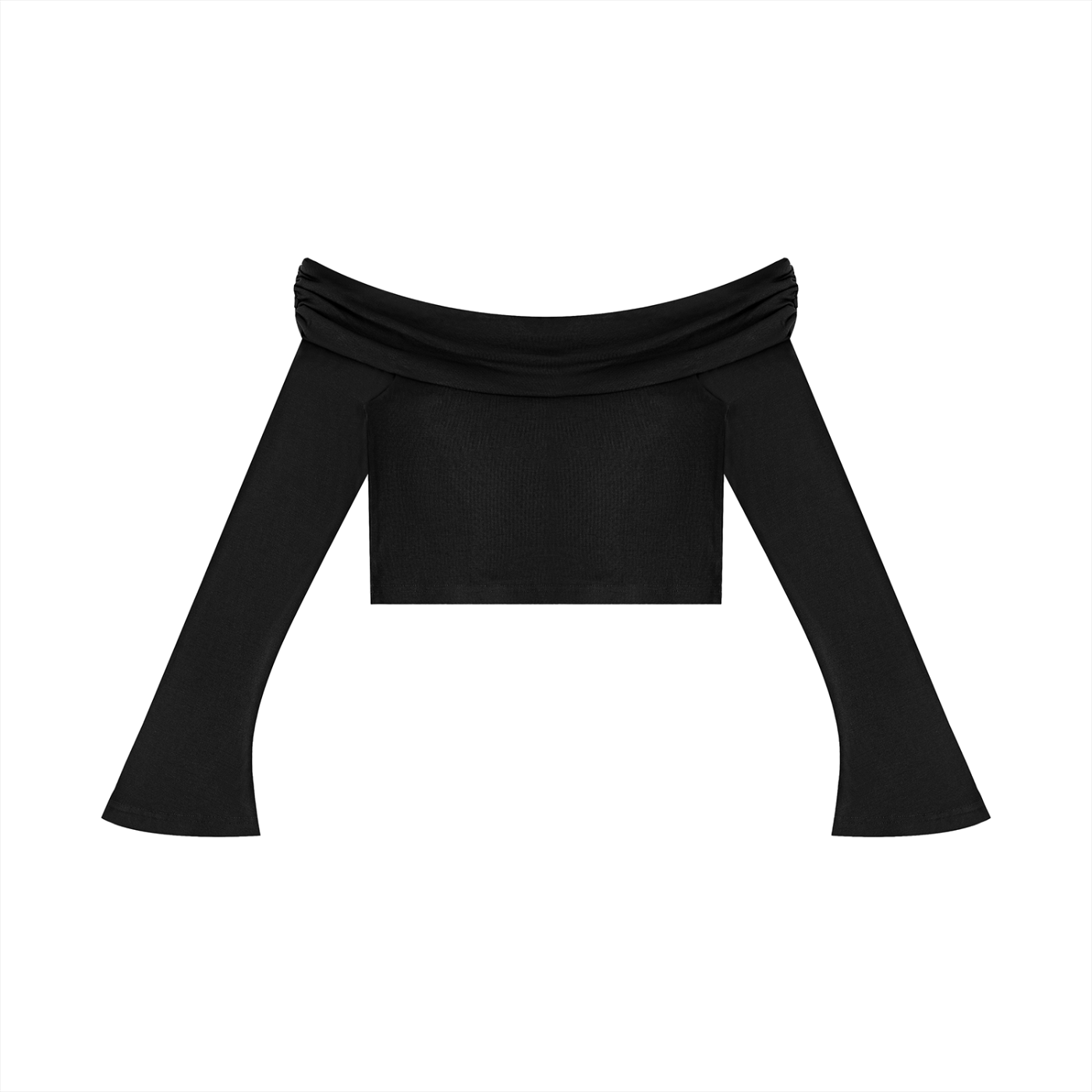 SNDCT Women's Off-the-Shoulder Bell Sleeve Crop T-Shirt