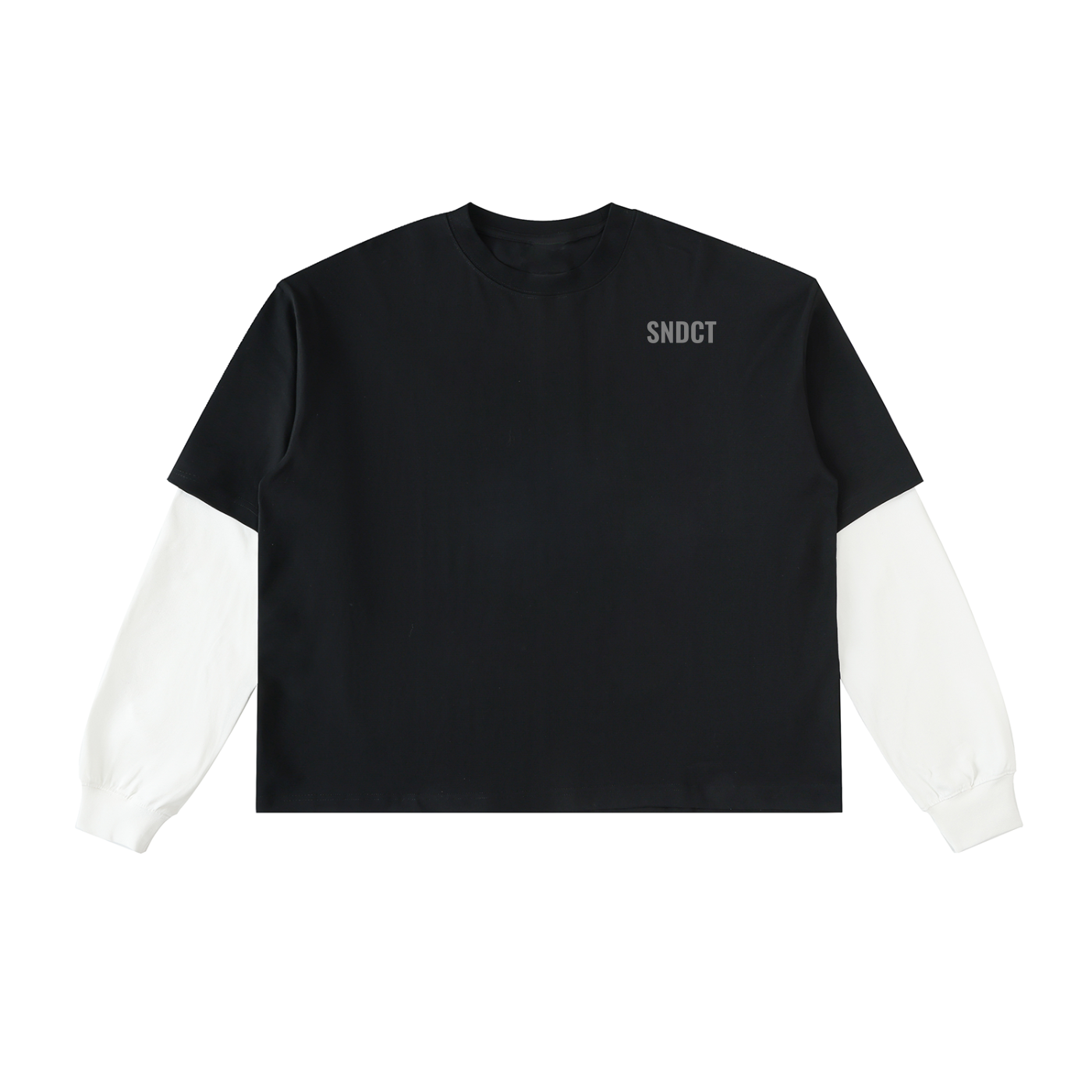 SNDCT Layered Contrast Sleeve Cotton T-Shirt