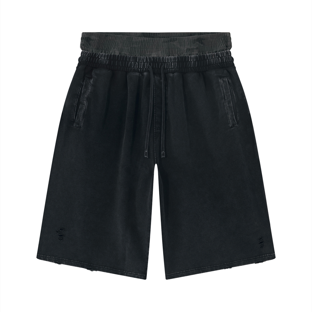 SNDCT Vintage Wash Distressed Wide Leg Shorts