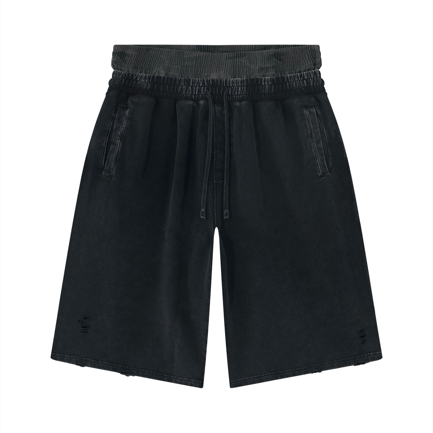 SNDCT Vintage Wash Distressed Wide Leg Shorts