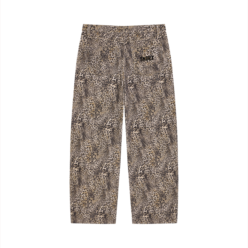 SNDCT Vintage Wash Leopard Wide Leg Jeans