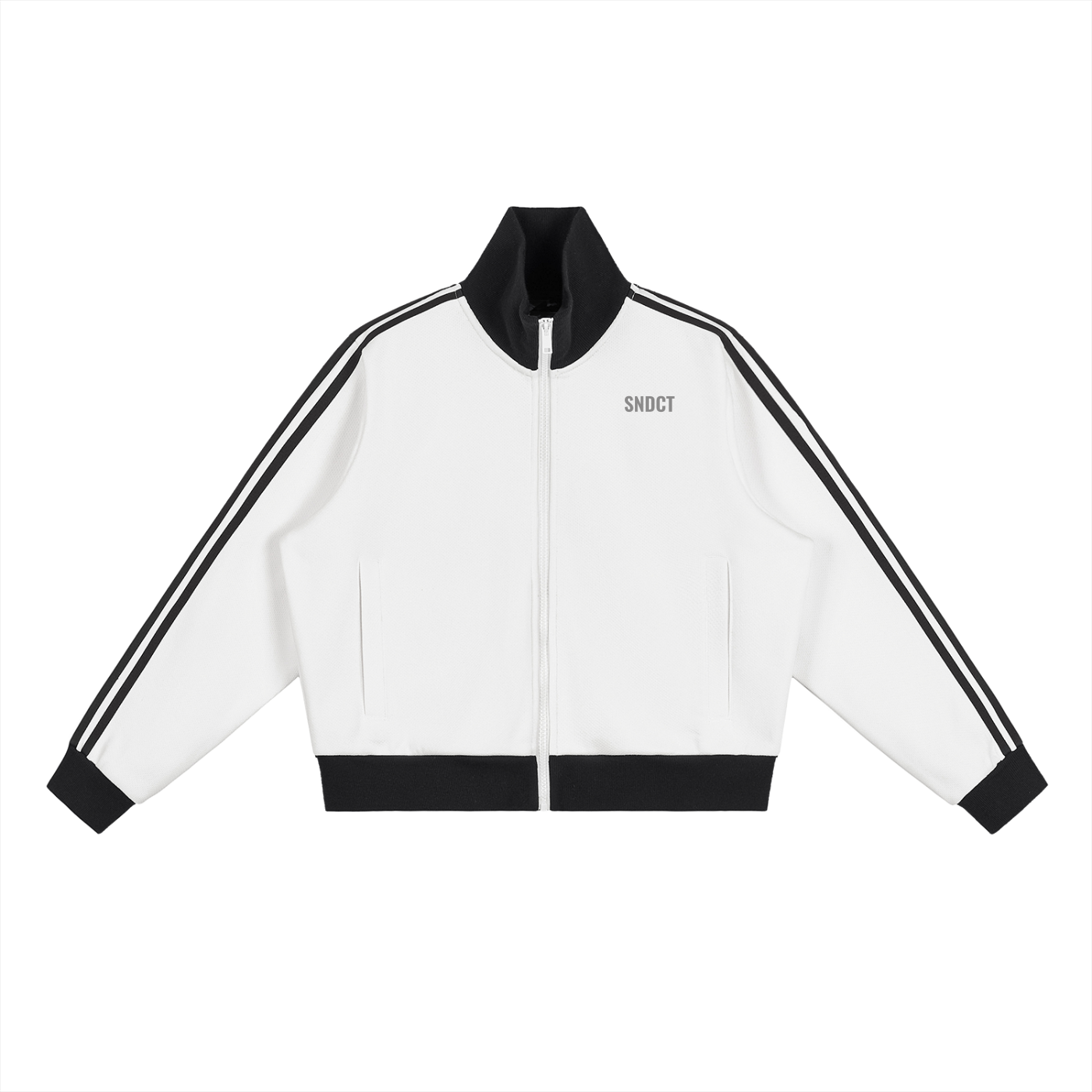 SNDCT Contrast Side Stripe Fleece Cropped Track Jacket