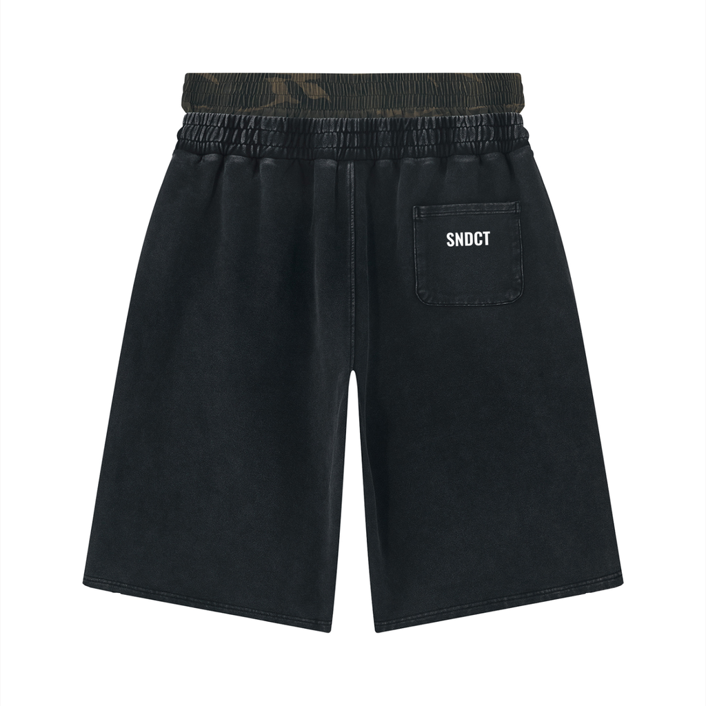 SNDCT Vintage Wash Distressed Wide Leg Shorts