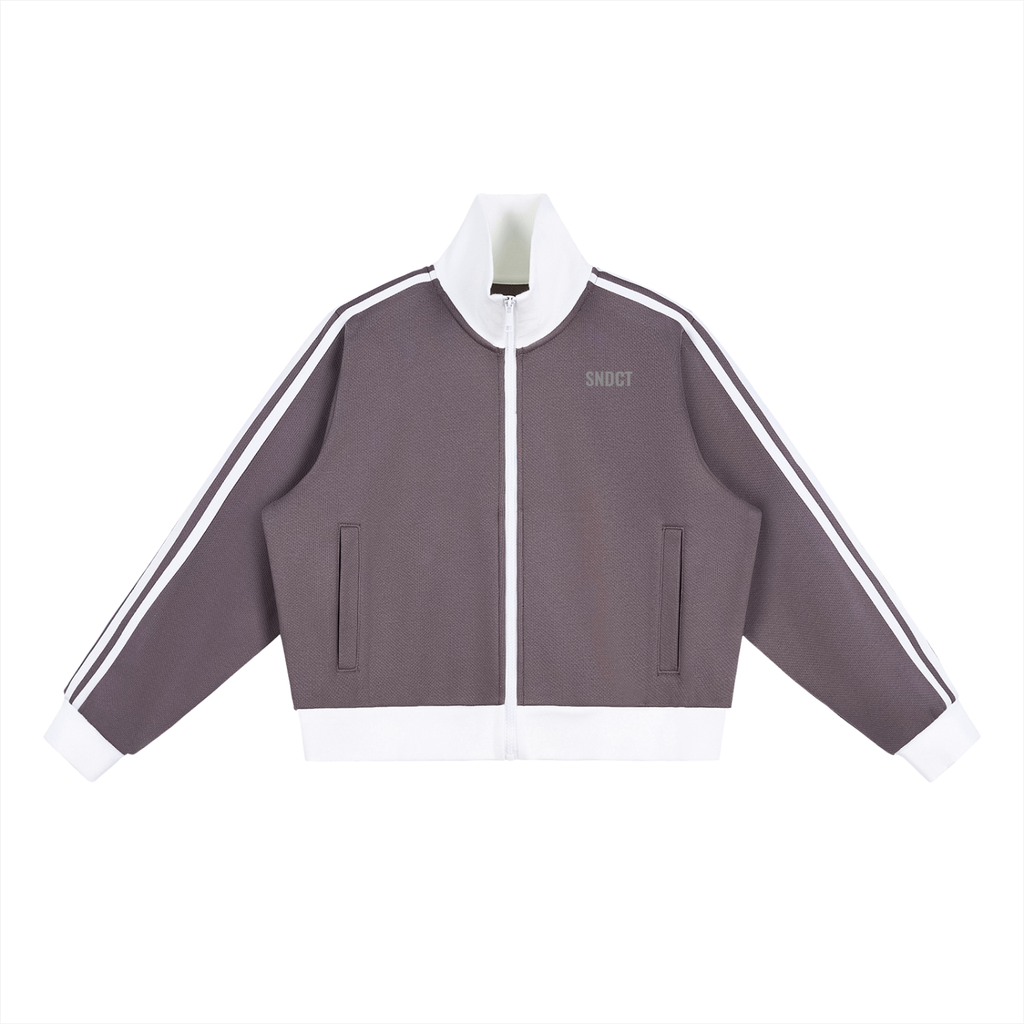 SNDCT Contrast Side Stripe Fleece Cropped Track Jacket