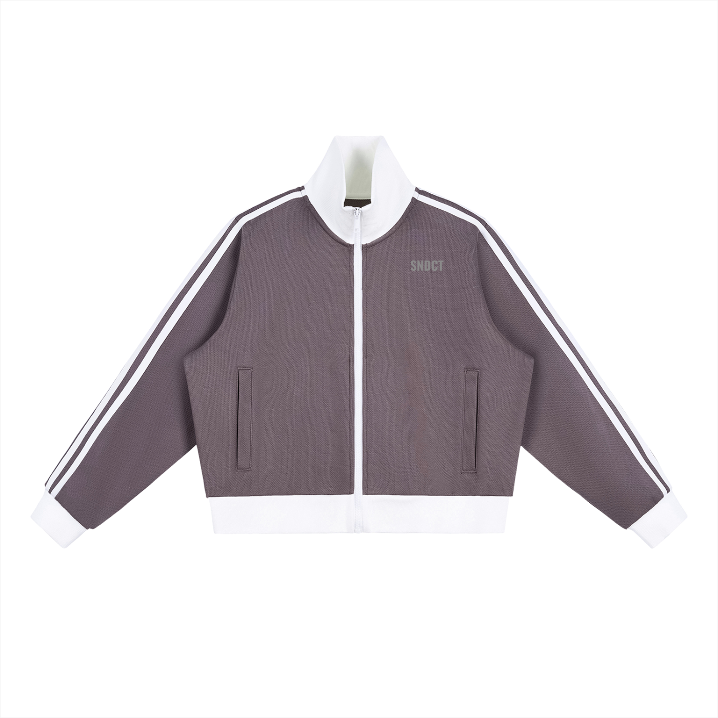 SNDCT Contrast Side Stripe Fleece Cropped Track Jacket