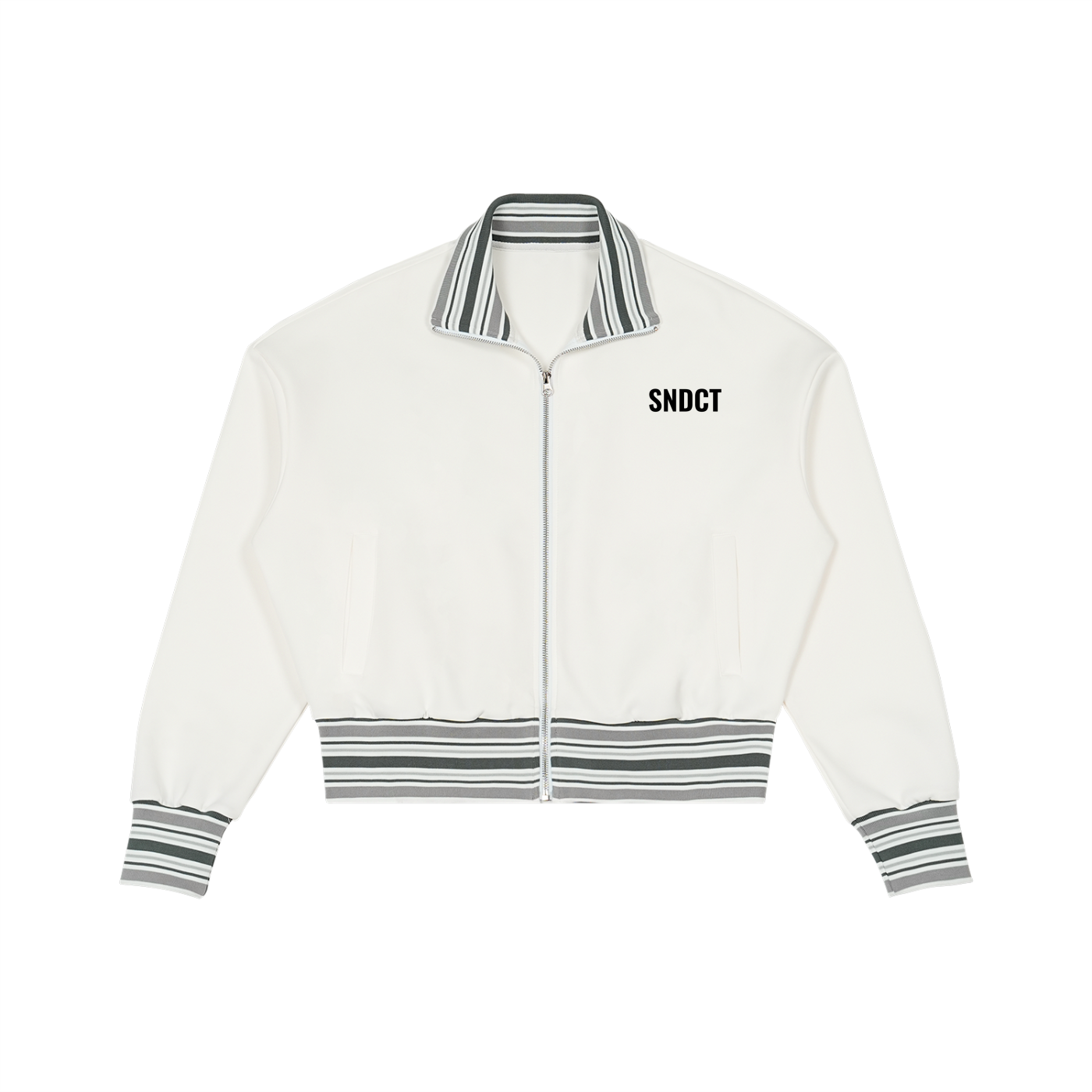 SNDCT Striped Rib Collar Zip Jacket