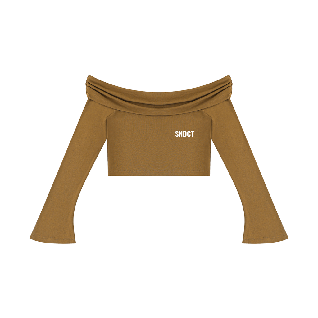 SNDCT Women's Off-the-Shoulder Bell Sleeve Crop T-Shirt